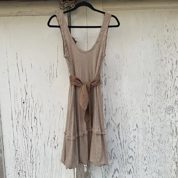 Plenty By Tracy Reese Tank Top Mini Dress Women’s Sm Brown/Cream Striped Bubble - Picture 3 of 15
